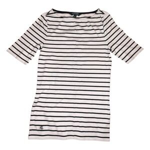 Women's Black and White Striped Ralph Lauren Top